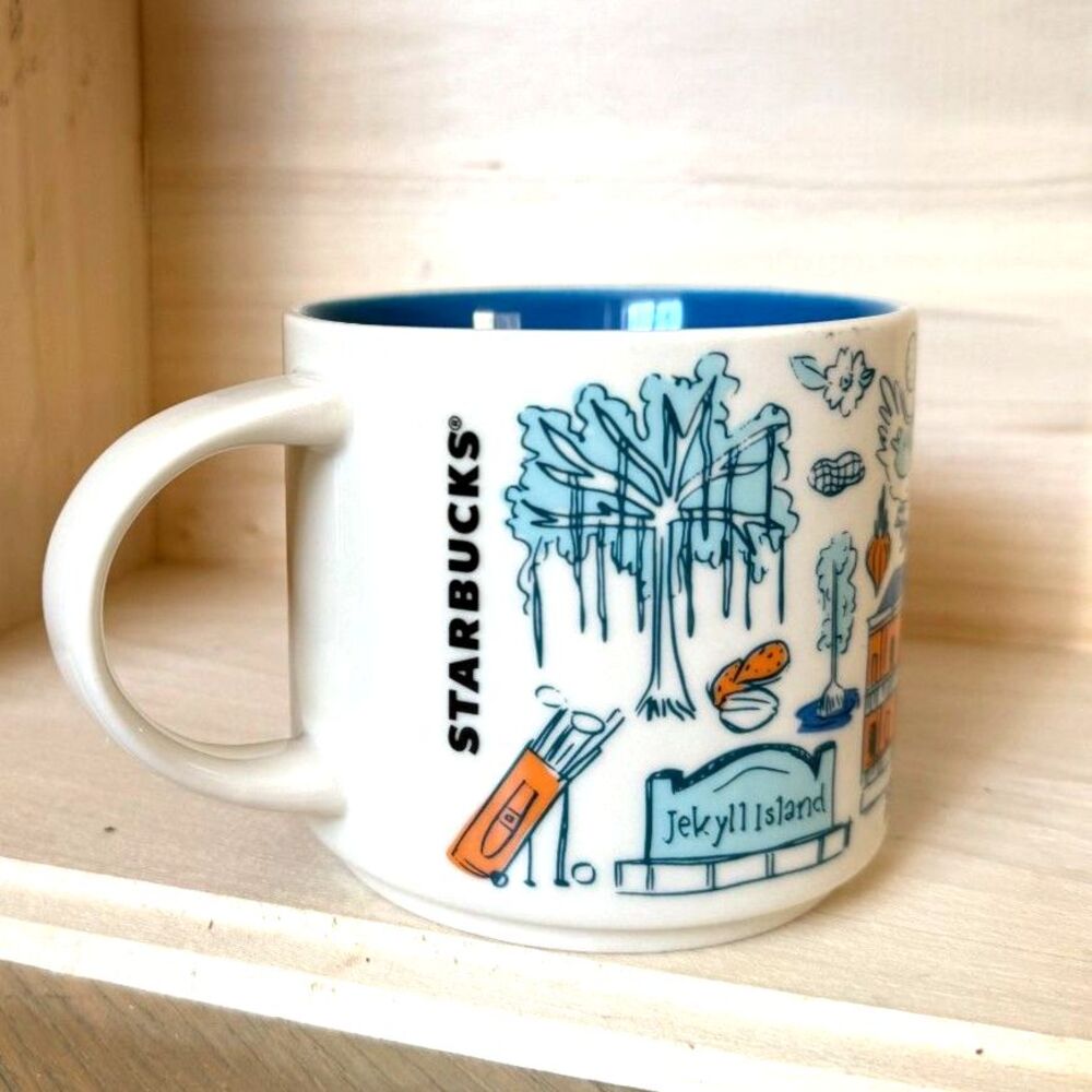 Starbucks 2018 Georgia Blue & White Been There Series 14oz Coffee Tea Mug NWOT